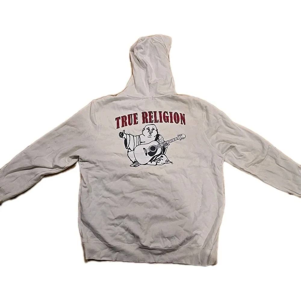 white True Religion brand pullover hoodie XL